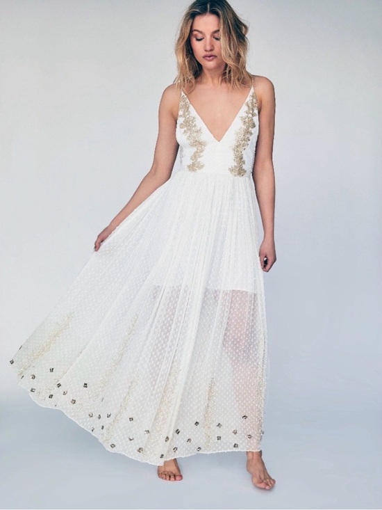 Free People Dresses & Skirts - NWT! Free People So Embellished White Floral Maxi Dress Size 8